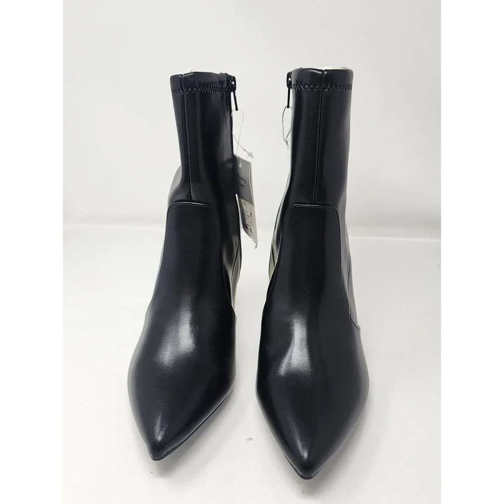 A New Day Womens Pointed Toe Ankle Boots Black Faux Leather Casual Size 11